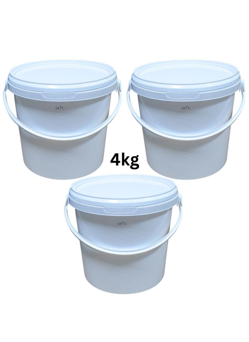 ARTC - Multipurpose 3 Pieces Set Food Grade White Plastic Yogurt Bucket PP Container With Tamper Evident Lid - Image 1