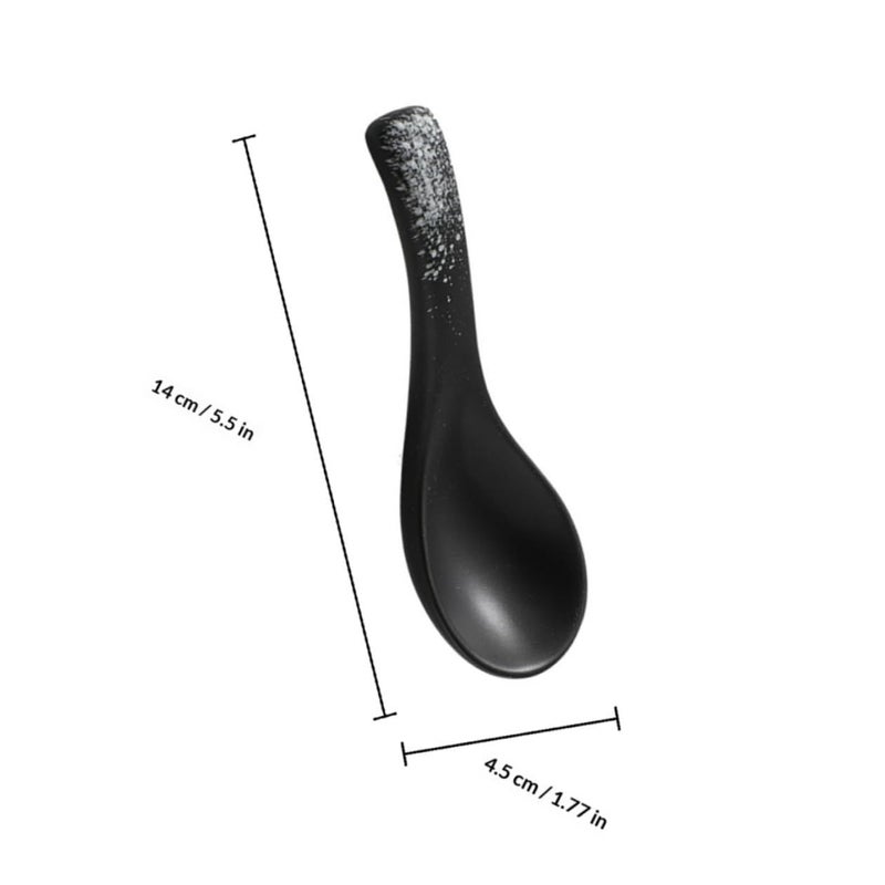 4 Milisten Small Ceramic Soup Spoons Japanese Cuisine Retro Porcelain Rice Serving Spoons For Kitchen Dining - Image 3