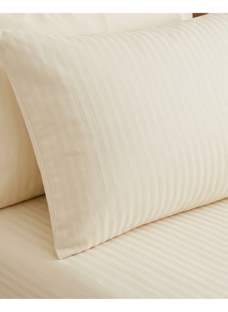 Elega Decor 210TC Cotton Satin Double Stripes Bed Sheet Set 3PC | Soft Breathable Satin Flat Sheet 206x250 cm | OEKO-TEX & ECAS Certified - Image 5