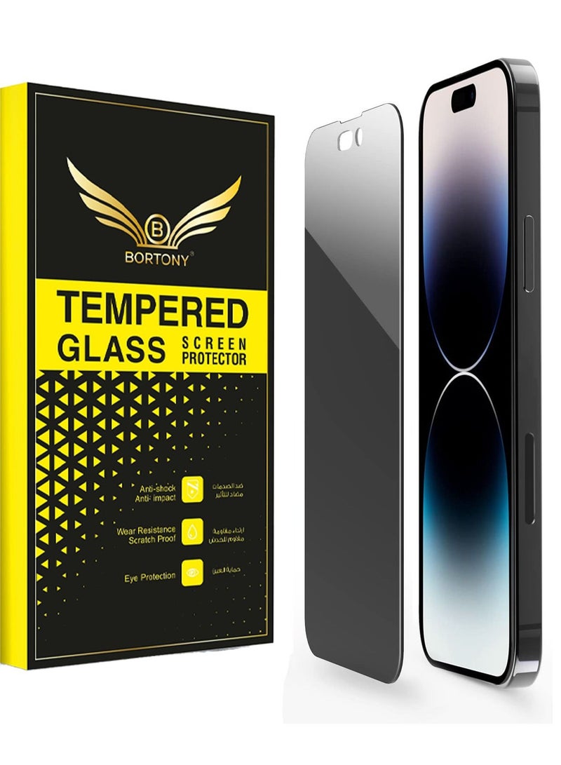 BORTONY Privacy Screen Protector Compatible with 14 Pro Max Privacy [9H Hardness] [Anti-scratch] Anti-spy Tempered Glass Film for Apple iPhone 14 Pro Max - Image 1