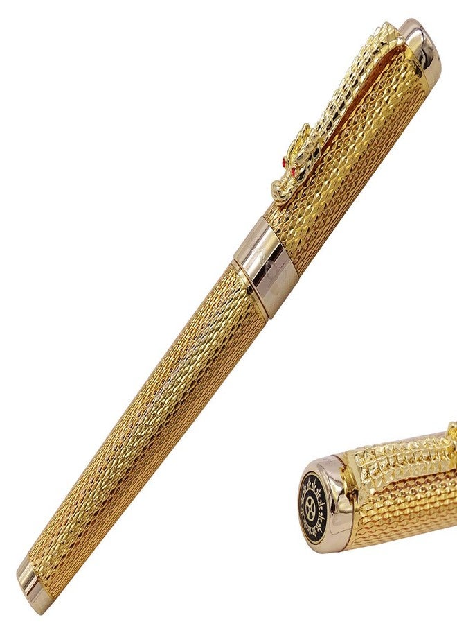 erofa Shiny Golden Dragon Nip 0.7mm Nib Black RollerBall Pen - Image 1
