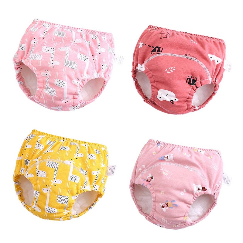 U0U Baby Girls'4 Pack Cotton Training Pants Toddler Potty Training Underwear for Boys and Girls Pink 3T - Image 1
