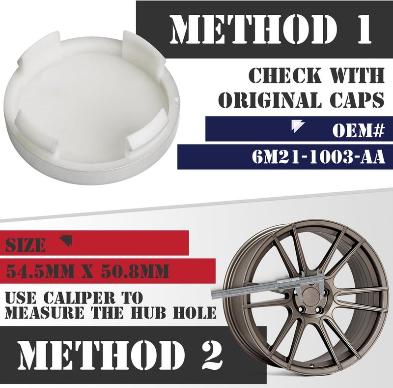 KitsPro 2.15Inch 55MM Wheel Center Caps for Ford 6M211003AA Rim Hub Caps, Pack of 4 (Silver, Outer 55MM, Inner 51MM) - Image 3