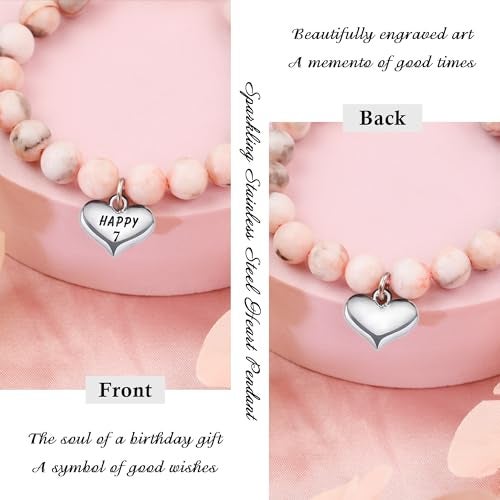 Sereney 7 Year Old Girl Birthday Gifts, Adjustable Beaded Bracelet as 7th/7yr Year Old Girl Birthday Gifts for Seven Daughter Niece Granddaughter Girls - Image 4
