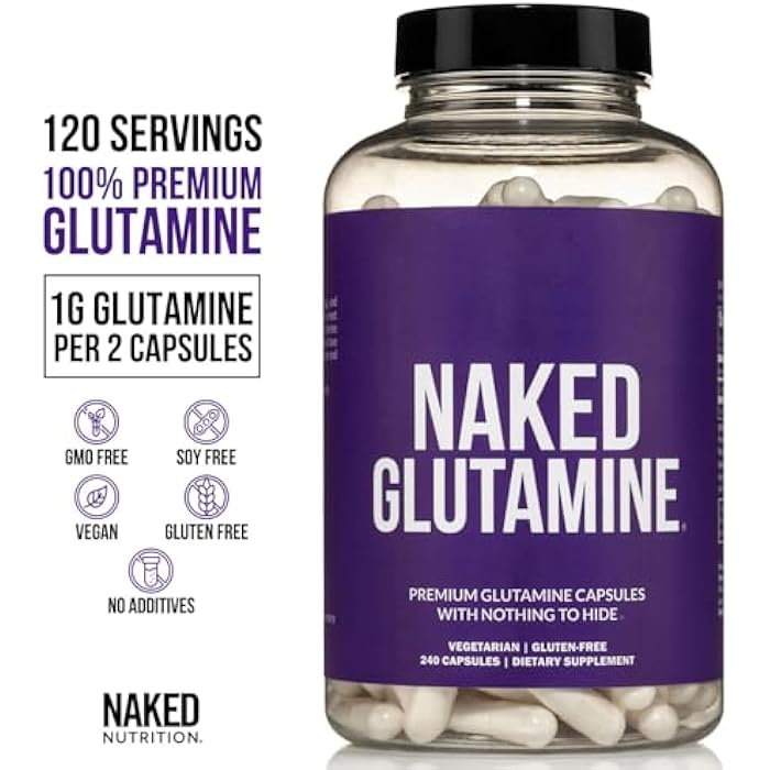 Nakd NAKED L-Glutamine Muscle Recovery Capsules, 1000mg, 240 Count, Made in The USA, Non-GMO, Gluten and Soy Free - Image 2