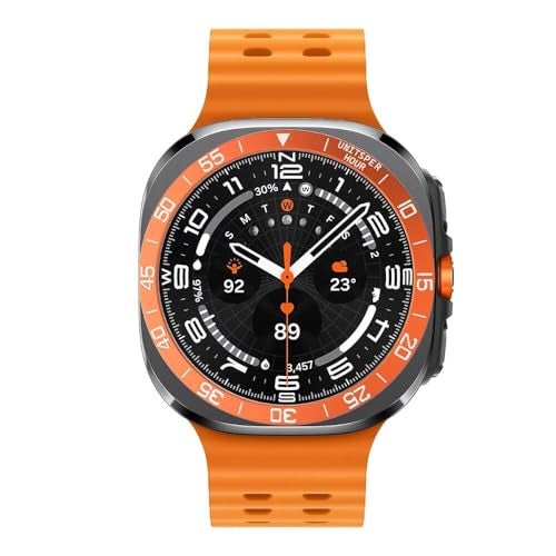 DEALELE Bezel Cover Compatible with Samsung Galaxy Watch Ultra 47mm (2025/2024), Time Scale Stainless Steel Metal Bezel Ring Adhesive Cover Anti Scratch Protector Accessory, Orange - Image 3