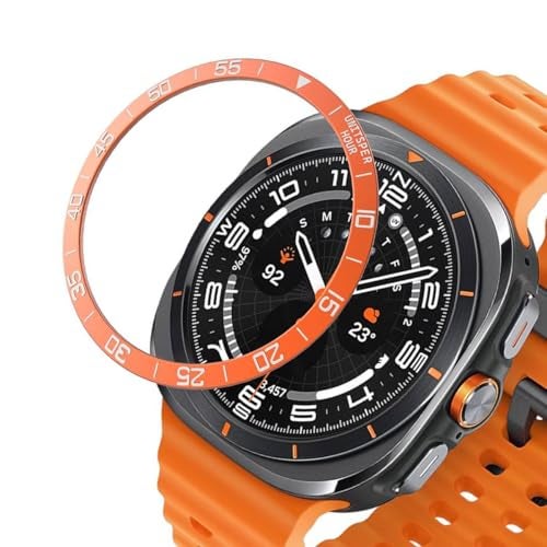DEALELE Bezel Cover Compatible with Samsung Galaxy Watch Ultra 47mm (2025/2024), Time Scale Stainless Steel Metal Bezel Ring Adhesive Cover Anti Scratch Protector Accessory, Orange - Image 4