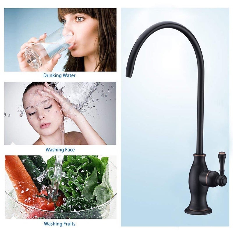 Delle Rosa Drinking Water Purifier Faucet, Delle Rosa Water Faucet, Commercial Water Filtration Faucet for Under Sink Water Filter System Oil Rubbed Bronze Kitchen Bar Sink Drinking Water Faucet - Image 3