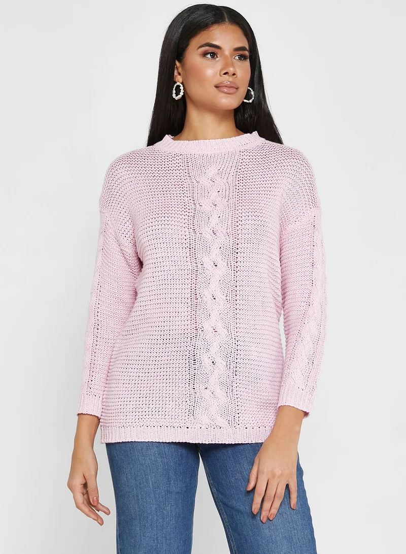 ELLA Braided Solid Sweater