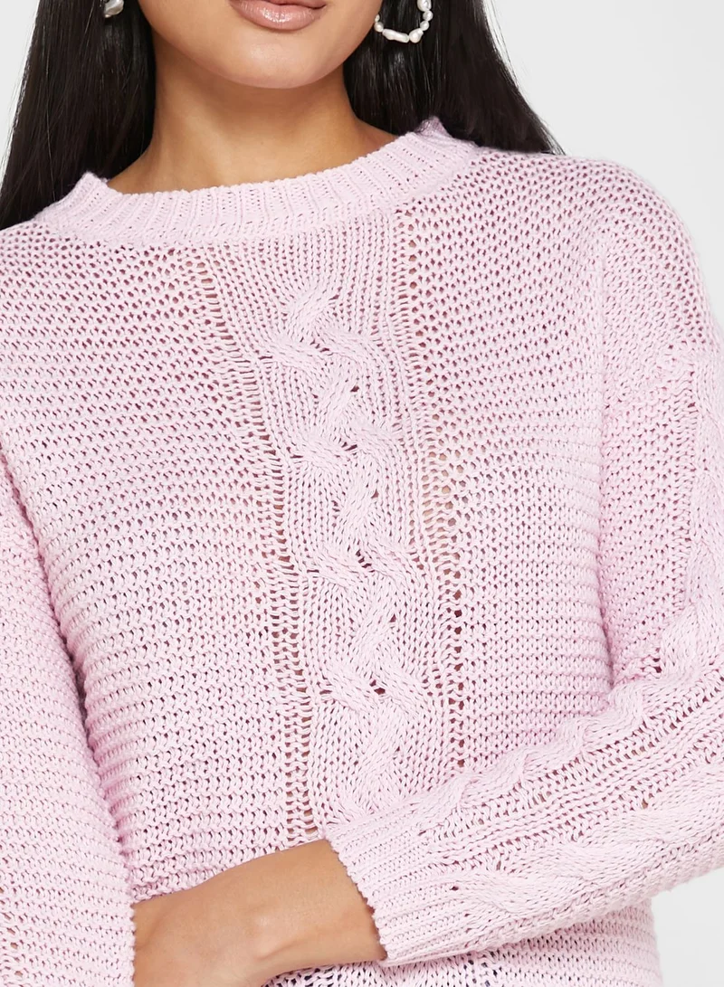 ELLA Braided Solid Sweater