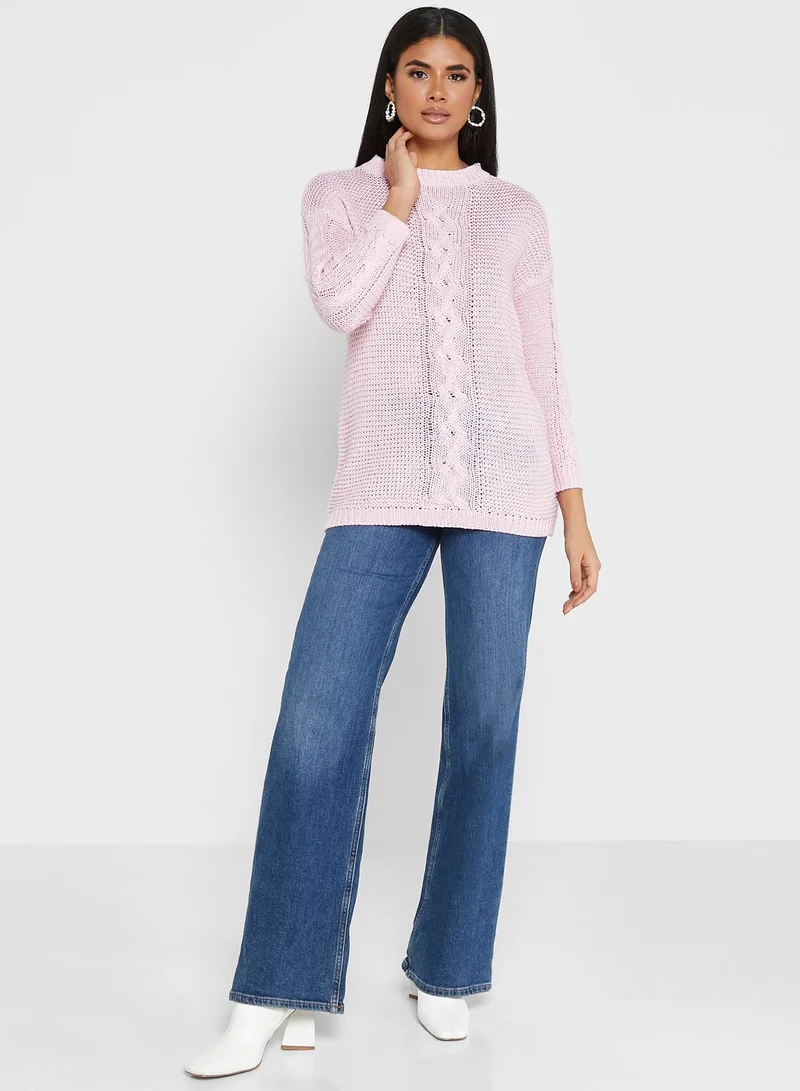 ELLA Braided Solid Sweater
