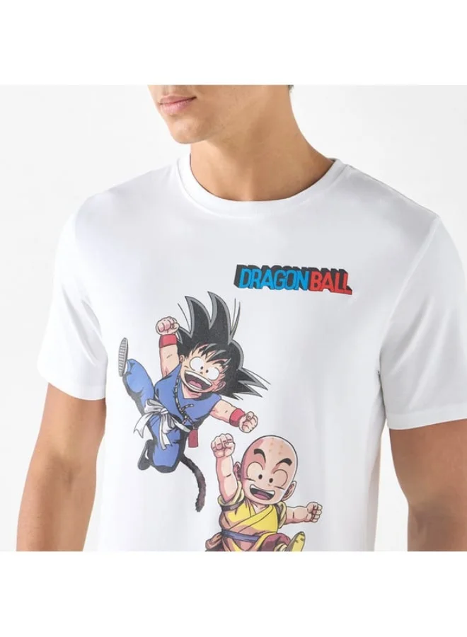 SP Characters Dragon Ball Z Print Crew Neck T-shirt with Short Sleeves