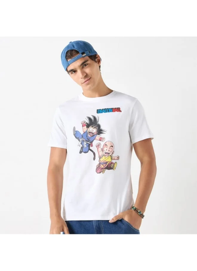 SP Characters Dragon Ball Z Print Crew Neck T-shirt with Short Sleeves