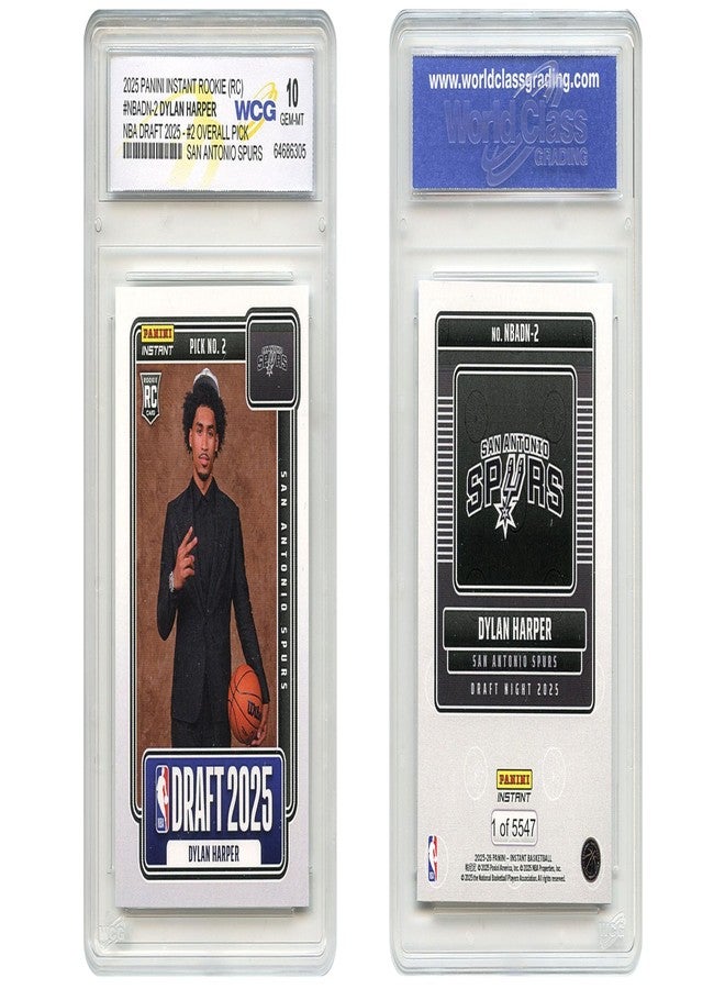 2025 NBA Panini Dylan Harper #2 Draft Pick Rookie Card RC #NBADN-2 Spurs - Graded GEM Mint 10