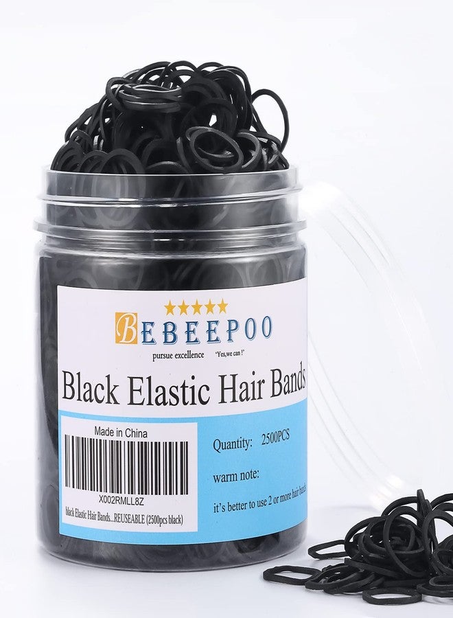 BEBEEPOO Mini Rubber Black Elastic Hair Ties Bands with a Box, BEBEEPOO 2500pcs Small Black Rubber Bands for Hair, Soft - No Damage - STRONG - REUSEABLE (2500pcs black) - Image 1