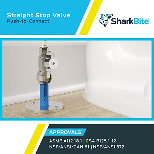 SharkBite 1/2 x 3/8 Inch Compression Straight Stop Valve, Quarter Turn, Push to Connect Brass Plumbing Fitting, PEX Pipe, Copper, CPVC, PE-RT, HDPE, 23037-0000LF - Image 5