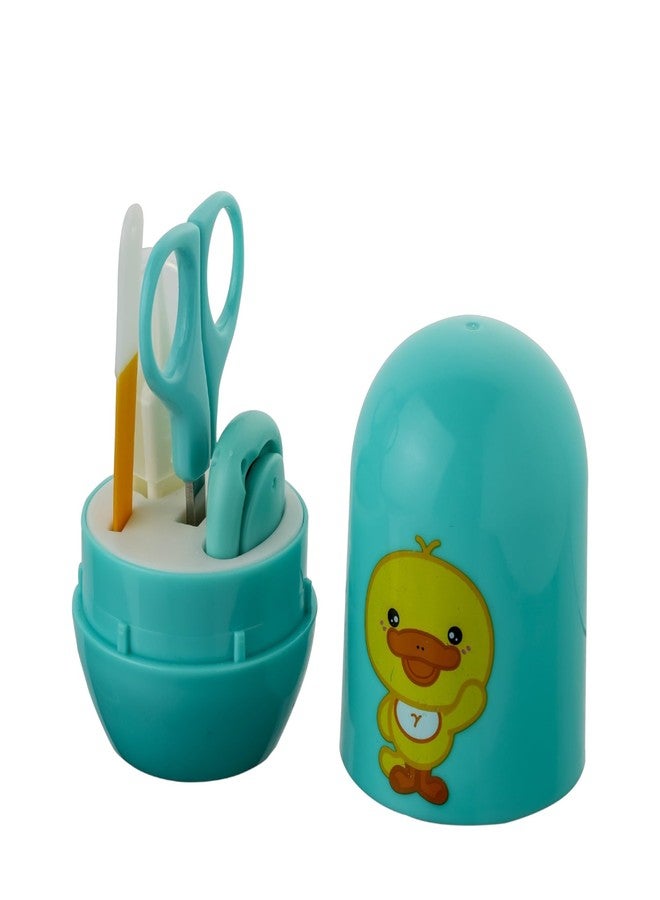NVS KIDS New Born Baby 4 in1 Nail Grooming Kit for Baby Manicure Set with Kids Nail Cutter, Tweezer, Filer and Scissors (Blue) - Image 1