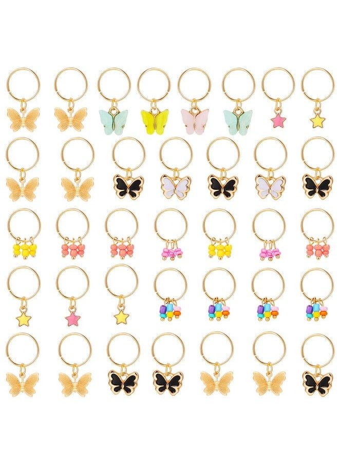 WILLBOND 18 Pieces Butterfly Hair Jewelry For Braids Summer Gold Braid Hair Clips Dreadlock Braid Charms Accessories Hair Rings Jewelry Hair Accessory For Women Girls (Classic Style)  - Image 1