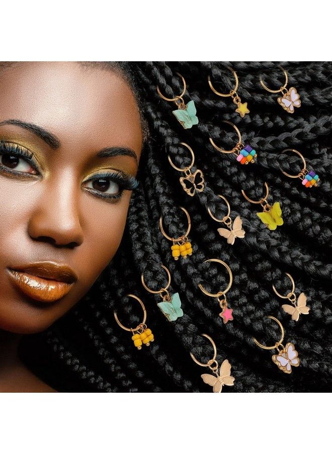 WILLBOND 18 Pieces Butterfly Hair Jewelry For Braids Summer Gold Braid Hair Clips Dreadlock Braid Charms Accessories Hair Rings Jewelry Hair Accessory For Women Girls (Classic Style)  - Image 5