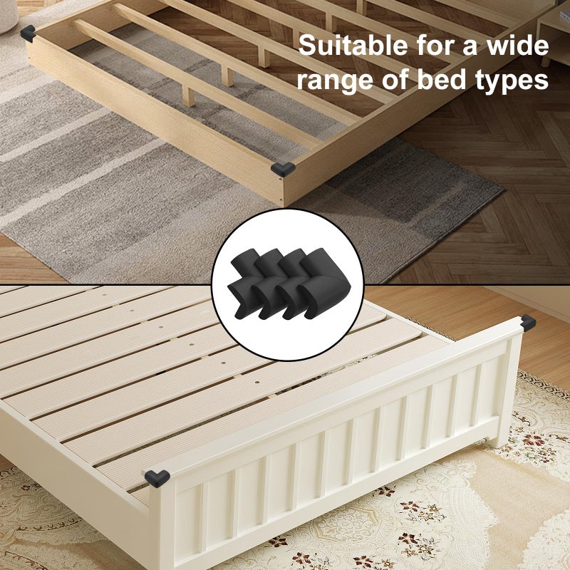 wome Bed Frame Corner Protector Black: 4 Pack Foam Rubber Guards Bumpers for Bed Table Cabinet Corner Safe Impact Absorption for Kids & Seniors (4, Black) - Image 4