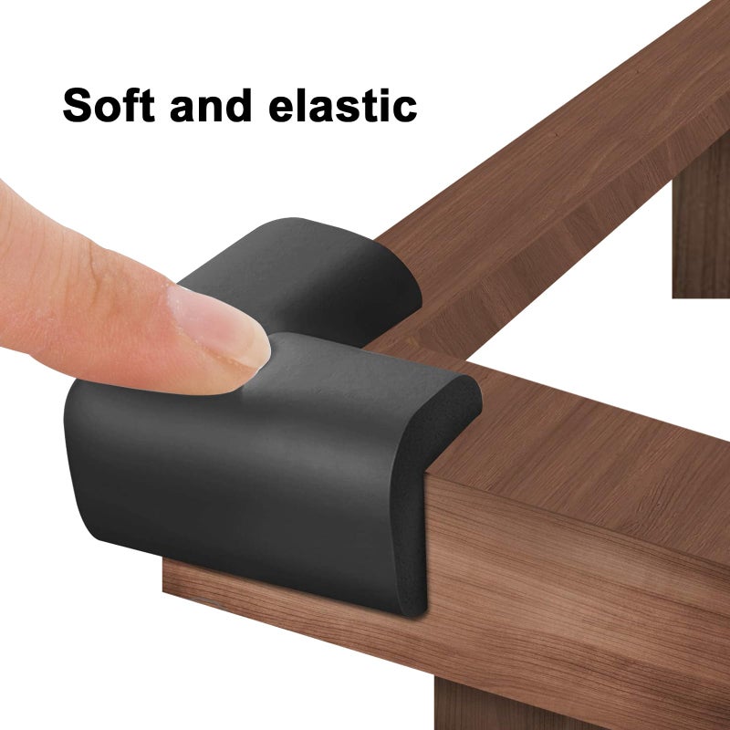wome Bed Frame Corner Protector Black: 4 Pack Foam Rubber Guards Bumpers for Bed Table Cabinet Corner Safe Impact Absorption for Kids & Seniors (4, Black) - Image 3