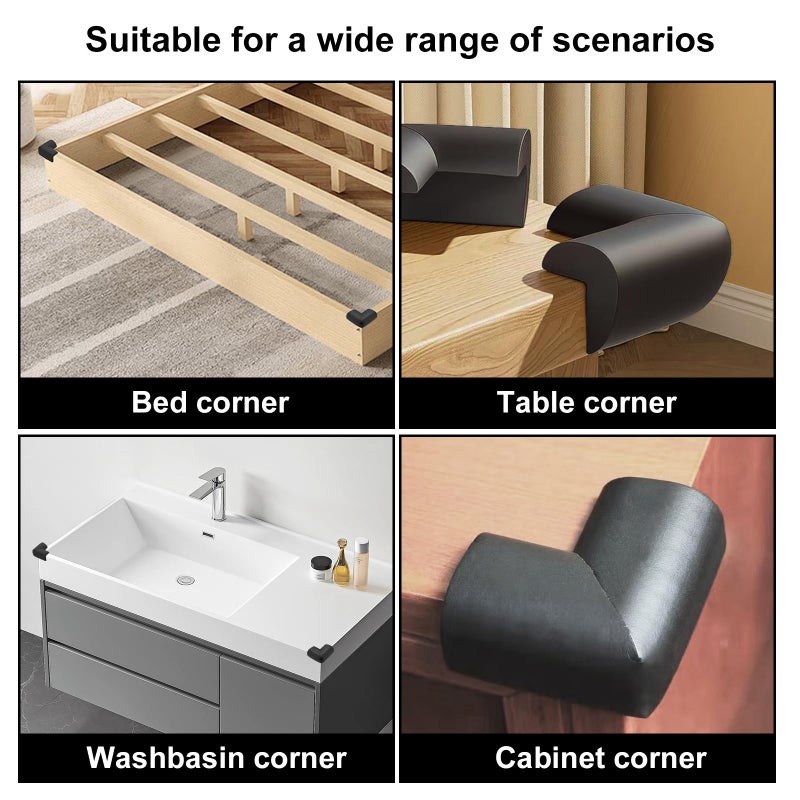 wome Bed Frame Corner Protector Black: 4 Pack Foam Rubber Guards Bumpers for Bed Table Cabinet Corner Safe Impact Absorption for Kids & Seniors (4, Black) - Image 5