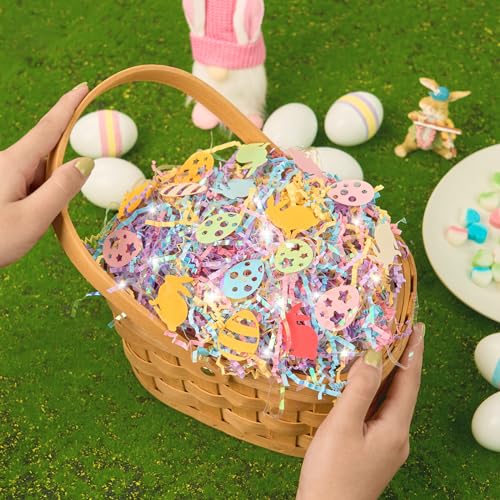 PAPER FAIR 1 LB Iridescent Easter Grass Crinkle Cut Paper w/Bunny Egg Confetti, Blue Yellow Purple Pink Shred Filler Mix Raffia Tissue Craft Bedding Cushion, Party Birthday Gift Box Basket Retail - Image 4