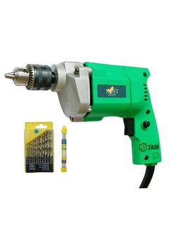 ZASH ZASH Xlnt Drill Machine 10mm Impact Drill Electric Corded 350Watt for Home and Professional Use 2600RPM for Concrete Metal and Wood Drilling 10mm Drill Machine 13pc HSS Drill Bit 1pc masonary bit  - Image 1