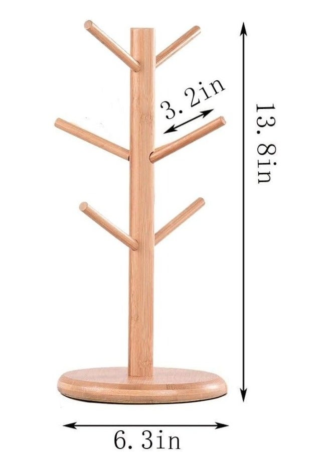 Happy Home Tree Shaped Cup Holder, Coffee, Bamboo, Drying Rack with 6 Hooks - Image 4