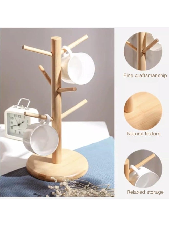Happy Home Tree Shaped Cup Holder, Coffee, Bamboo, Drying Rack with 6 Hooks - Image 5