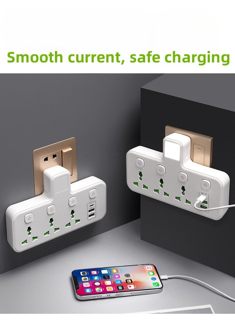 مقبس USB محول الطاقة اللاسلكية المجلس مع لينة ضوء الليل التبديل إدراج متعددة المقبس ، منفذ الناقل التسلسلي العام ، ومناسبة للعائلات والمكاتب والسفر  - Image 4