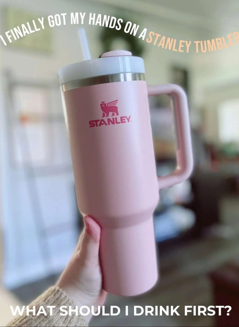 Stanley 40 Oz Stanley Quencher H2.0 FlowState Stainless Steel Vacuum Insulated Tumbler with Lid and Straw for Water, Iced Tea or Coffee, Smoothie and More (Light pink) - Image 2
