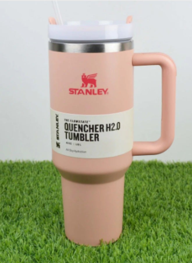 Stanley 40 Oz Stanley Quencher H2.0 FlowState Stainless Steel Vacuum Insulated Tumbler with Lid and Straw for Water, Iced Tea or Coffee, Smoothie and More (Light pink) - Image 5