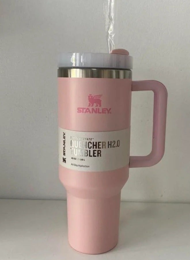 Stanley 40 Oz Stanley Quencher H2.0 FlowState Stainless Steel Vacuum Insulated Tumbler with Lid and Straw for Water, Iced Tea or Coffee, Smoothie and More (Light pink) - Image 1