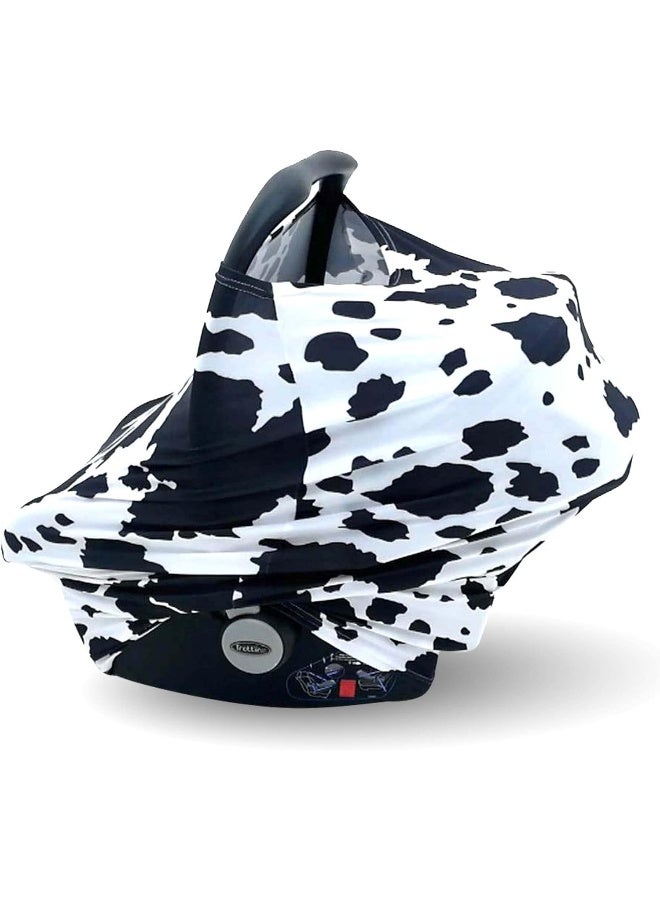 Dear Baby Gear Holstein Black and White Cow Stretch Fit Baby Car Seat Canopy - Image 1