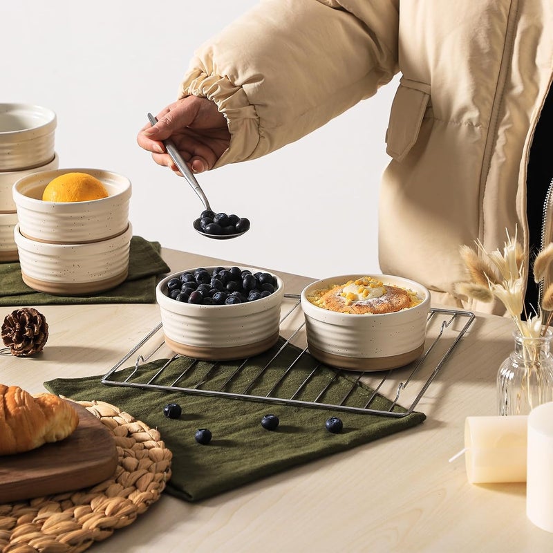 Frewinky Ceramic Ramekins 6oz,Creme Brulee Ramekins & Souffle Dishes for Oven,Small Baking-Dishes for Pudding,Lava Cakes,Serving Dip, Custard, Ice Cream,set of 6 - Image 5