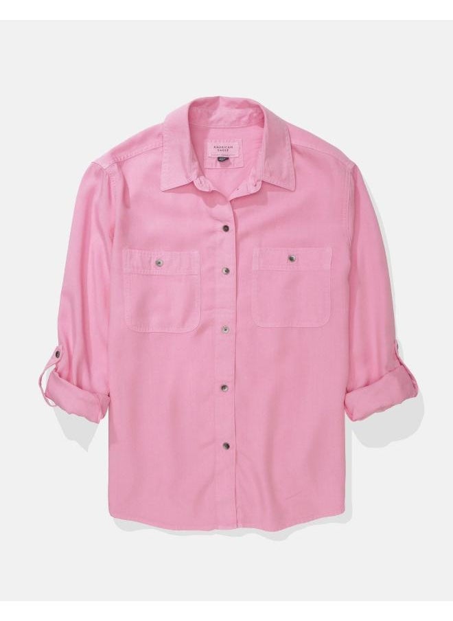 American Eagle - AE Long-Sleeve Button-Up Shirt - Image 1