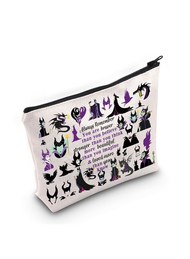 LEVLO Villains Movie Cosmetic Make Up Bag Movie Fans Gift You Are Braver Stronger Smarter Than You Think Villains Zipper Pouch Bag Villains Merch(Always Villains)  - Image 1