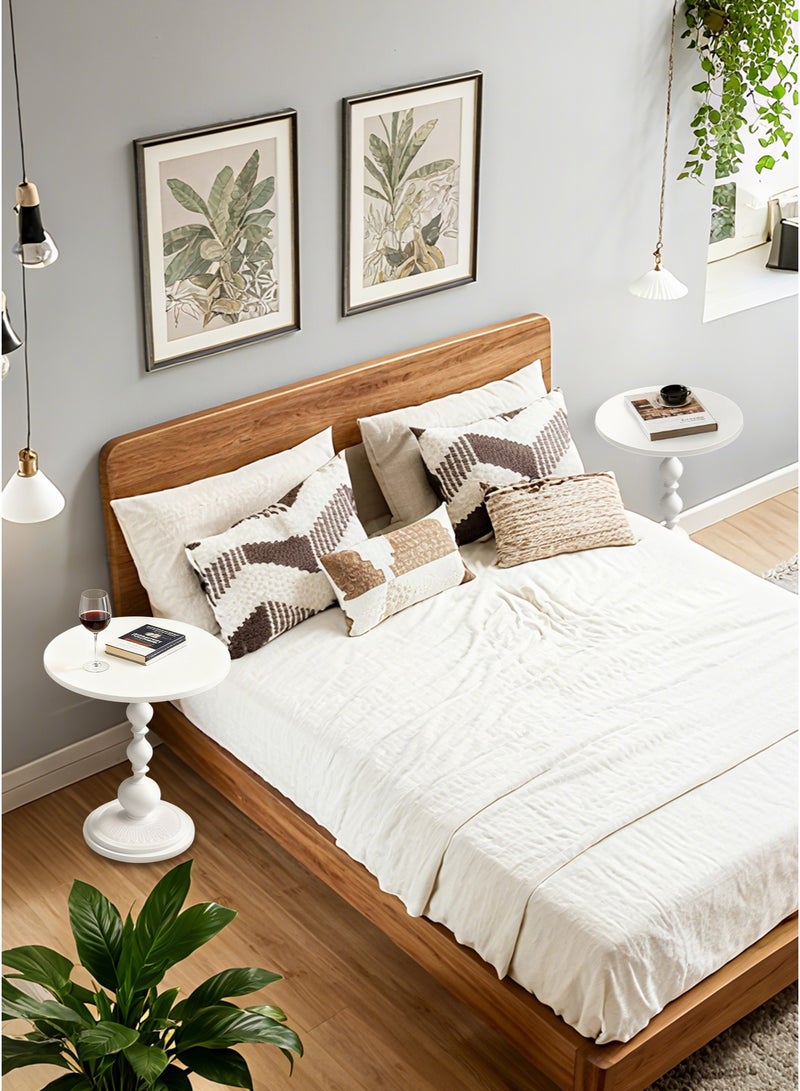 WinHolder 2-Pieces Coffee Table, Living Room Round Side Table, Modern Simple Corner Metal Iron Outdoor Service table, Easy Assembly, White 40x40x52 - Image 3