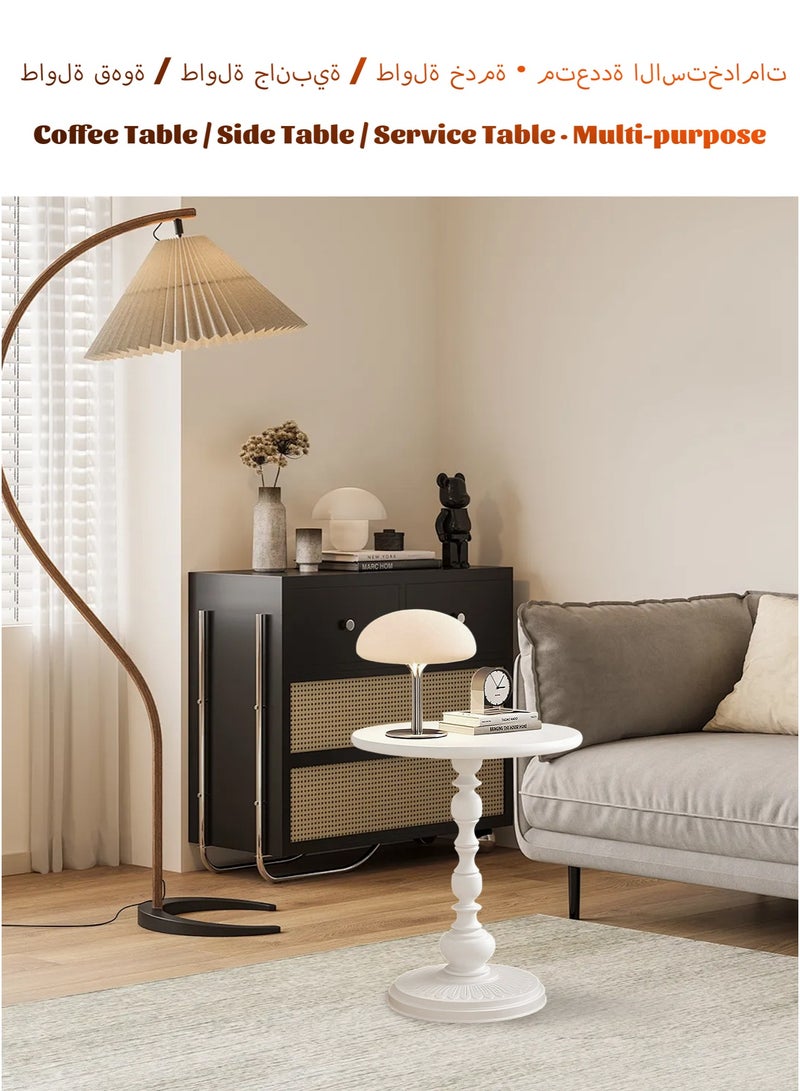 WinHolder 2-Pieces Coffee Table, Living Room Round Side Table, Modern Simple Corner Metal Iron Outdoor Service table, Easy Assembly, White 40x40x52 - Image 5