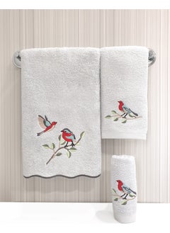 Tanem Home Wavy Edge Embroidered 3 Piece Towel Set 30x50 / 40x60 / 50x90 Cm 