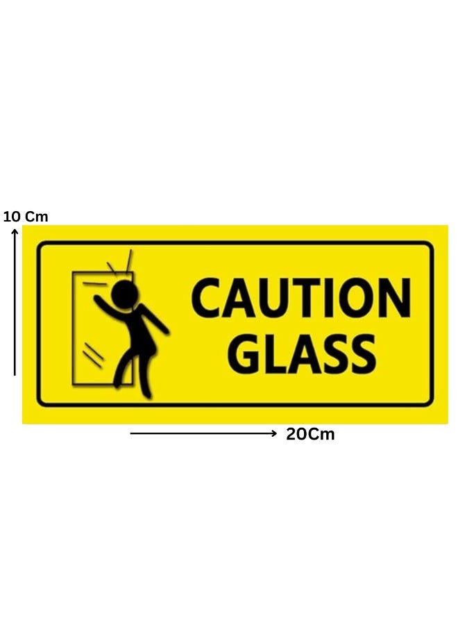 Caution Glass Warning Sticker – 10×20 cm Vinyl, Matte Lamination, Waterproof & Durable - Image 1
