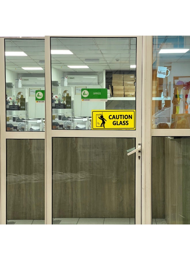 Caution Glass Warning Sticker – 10×20 cm Vinyl, Matte Lamination, Waterproof & Durable - Image 3