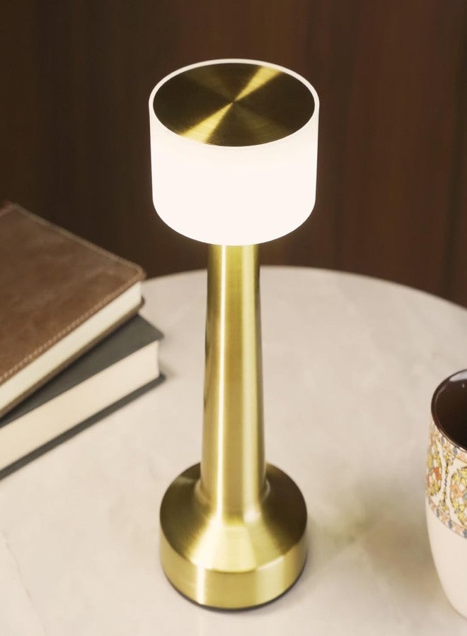 Chronos Firefly Cordless LED Table Lamp (Gold) - USB Rechargeable Portable Touch Control Dimmable 3 Light Color Tunable Table Lamp for Hotel, Cafe, Restaurant or Home for Bedside, Center or Dining - Image 1