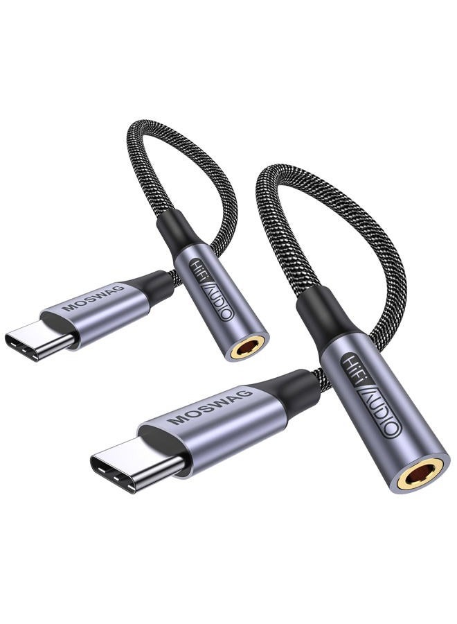 MOSWAG محول USB C إلى جاك سماعة 3.5 مم (عبوتان) ، محول صوت USB C إلى كابل دنجلي Aux لهواتف سامسونج جالاكسي S22 S21 S20 ألترا S20+ نوت 20 10 S10 S9 بلس ، بيكسل 4 3 2 XL ، آيباد برو والمزيد - Image 1