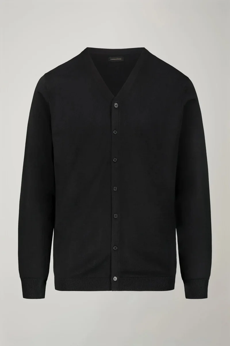 Doppelganger Men's sweater V collar 100% cotton regular fit - Black