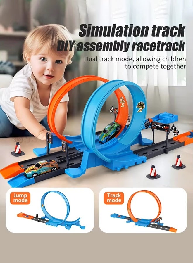 32 قطعة مجموعة سيارات ألعاب بالإطلاق على المسار سباق سيارات على المسار لشخصين لعبة مضمار DIY مجموعة سباقات السيارات على المسار ألعاب للأولاد - Image 1
