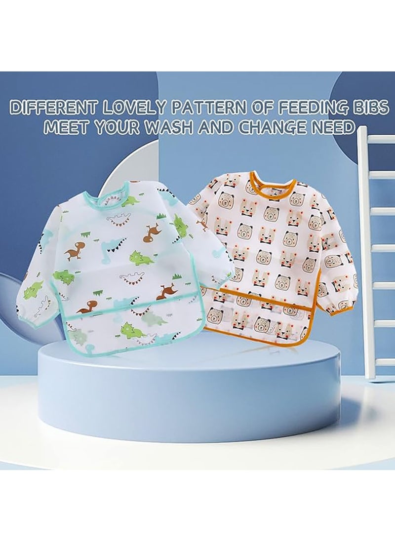 Generic - 5 Pcs Long Sleeve Baby Bibs Waterproof Sleeved Bib Washable Soft Infant Feeding Bibs Toddler Painting Apron Bibs with Pocket - Image 1