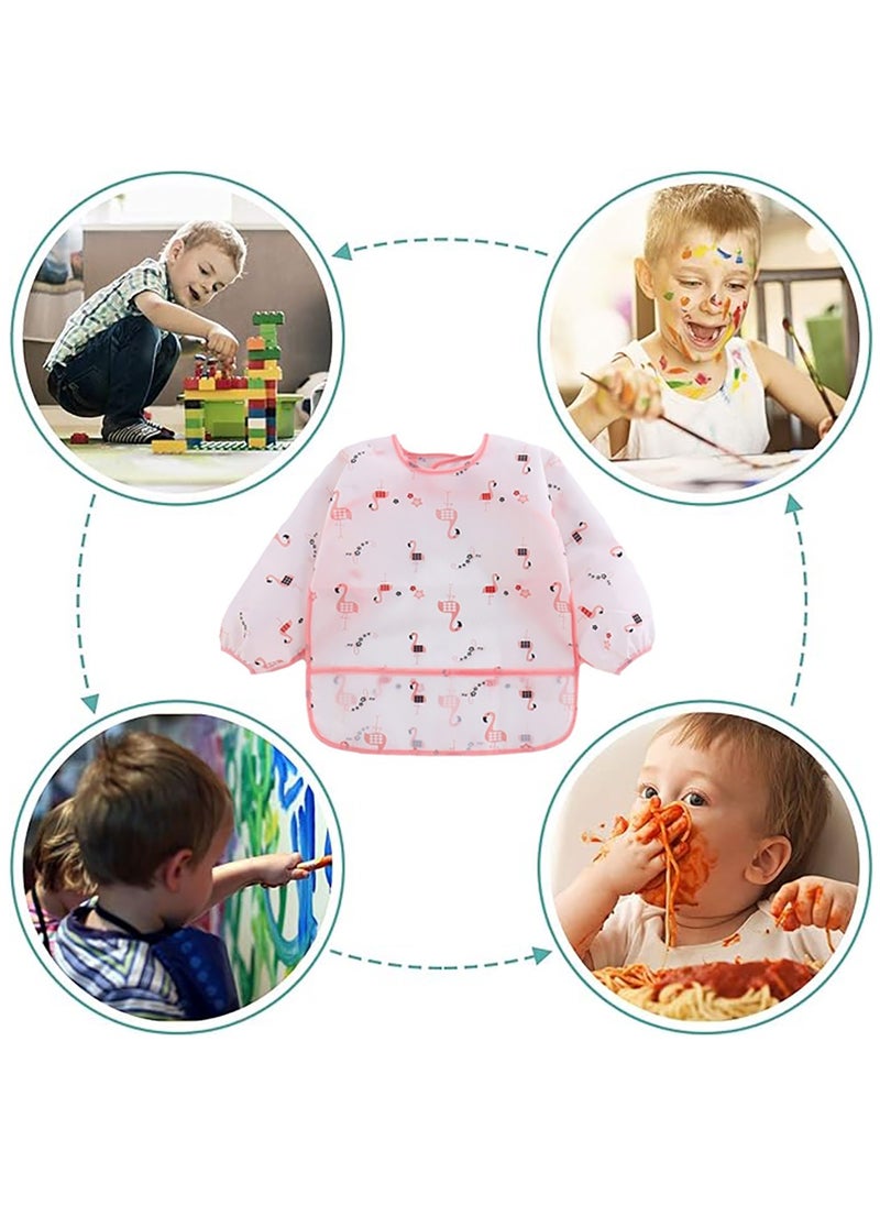 Generic - 5 Pcs Long Sleeve Baby Bibs Waterproof Sleeved Bib Washable Soft Infant Feeding Bibs Toddler Painting Apron Bibs with Pocket - Image 1