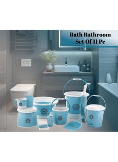 Nabhya Nabhya 11 Pc Set Bathroom Accessories Set Heavy Plastic Bath Set Bathroom Bucket(20Ltr), Tub(18Ltr),Mug,Dustbin,Stool Etc,11 Pieces Combo Set for Home, Kitchen & Bathroom (Falcon 11 Pc, Blue)  - Image 4